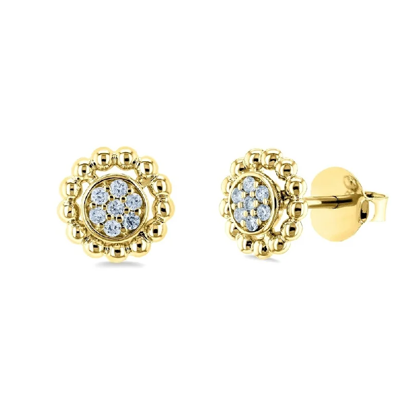 women’s double hoop earrings -Annello by Kobelli 10k Gold 1/8ct TDW Round Diamond Cluster Flower Stud Earrings