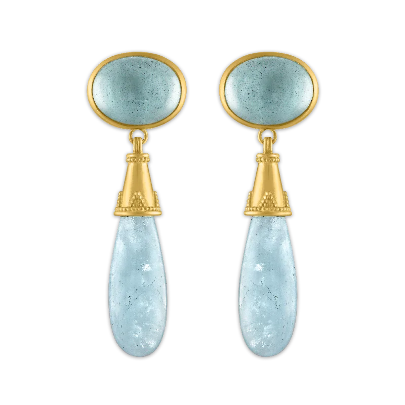 women’s rhinestone earrings -Aquamarine Granulated Amphora Earrings