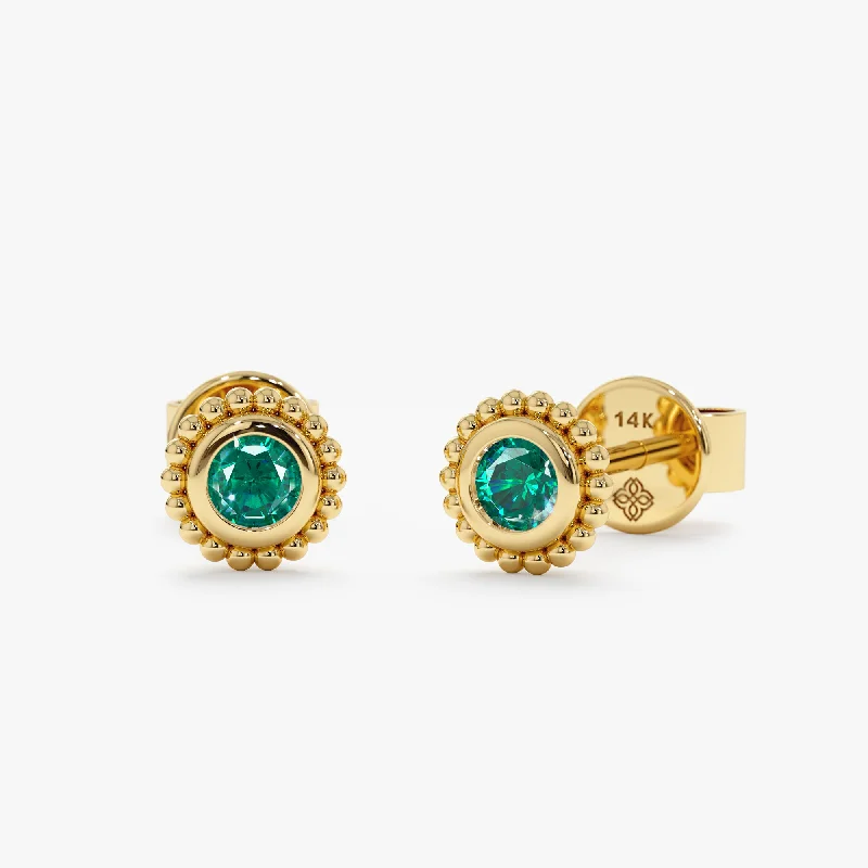 women's gold earrings -Art Deco Emerald Studs, Winnie