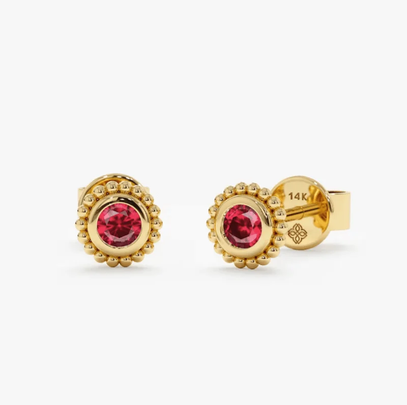 women’s modern stud earrings -Art Deco Ruby Studs, Winnie