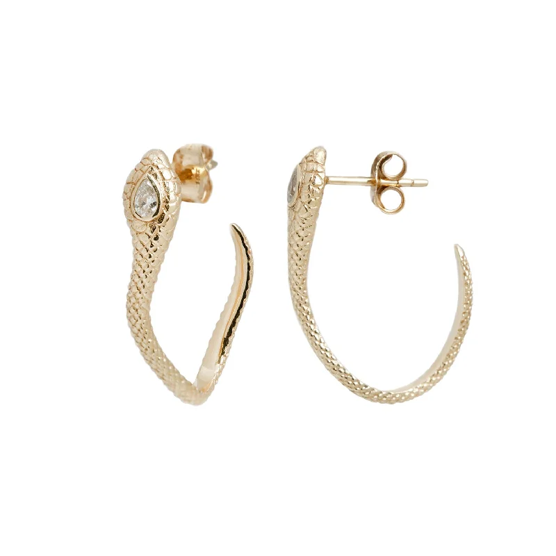 women’s diamond drop earrings -Cobra Charmer Mini Hoops