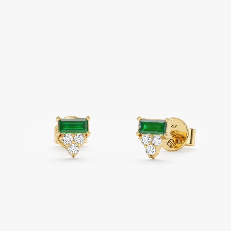 women’s crystal chandelier earrings -Diamond and Emerald Baguette Studs, Whitney