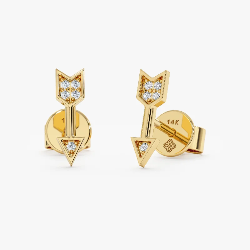 women’s animal-inspired earrings -Diamond Arrow Stud Earrings, Catherine