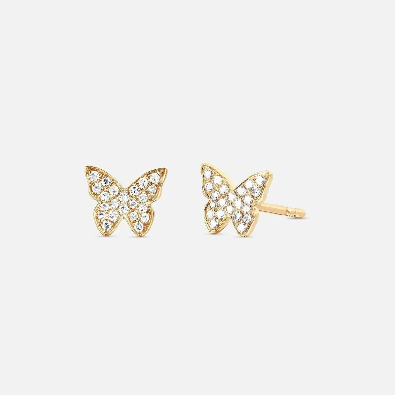 women’s modern earrings -Diamond Butterfly Stud Earring