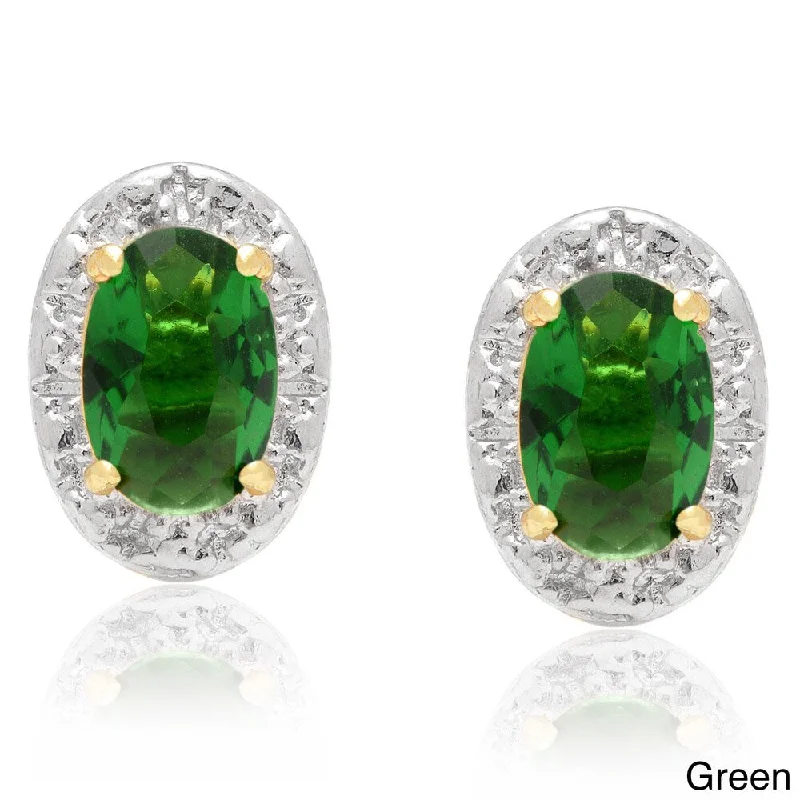 women’s large hoop earrings -Dolce Giavonna 14k Gold Overlay Simulated Emerald, Simulated Ruby or Simulated Opal Stud Earrings