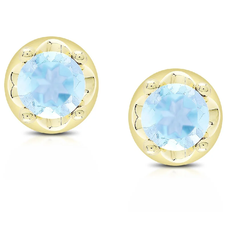 sterling silver earrings for women -Dolce Giavonna Gold over Silver Gemstone Round Stud Earrings