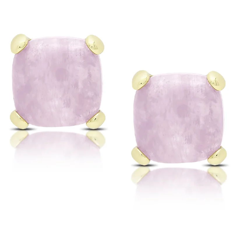 bold earrings for women -Dolce Giavonna Gold Over Sterling Silver Dyed Lavender Jade Square Stud Earrings