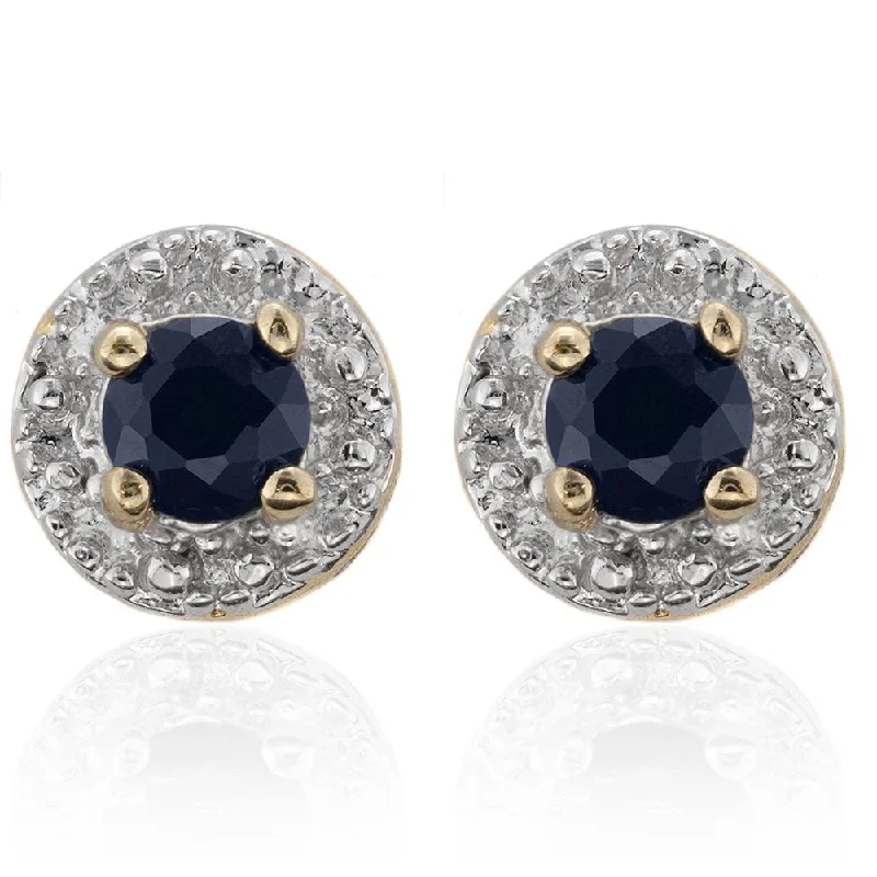 women’s minimalist earrings -Dolce Giavonna Round Sapphire Stud Earrings