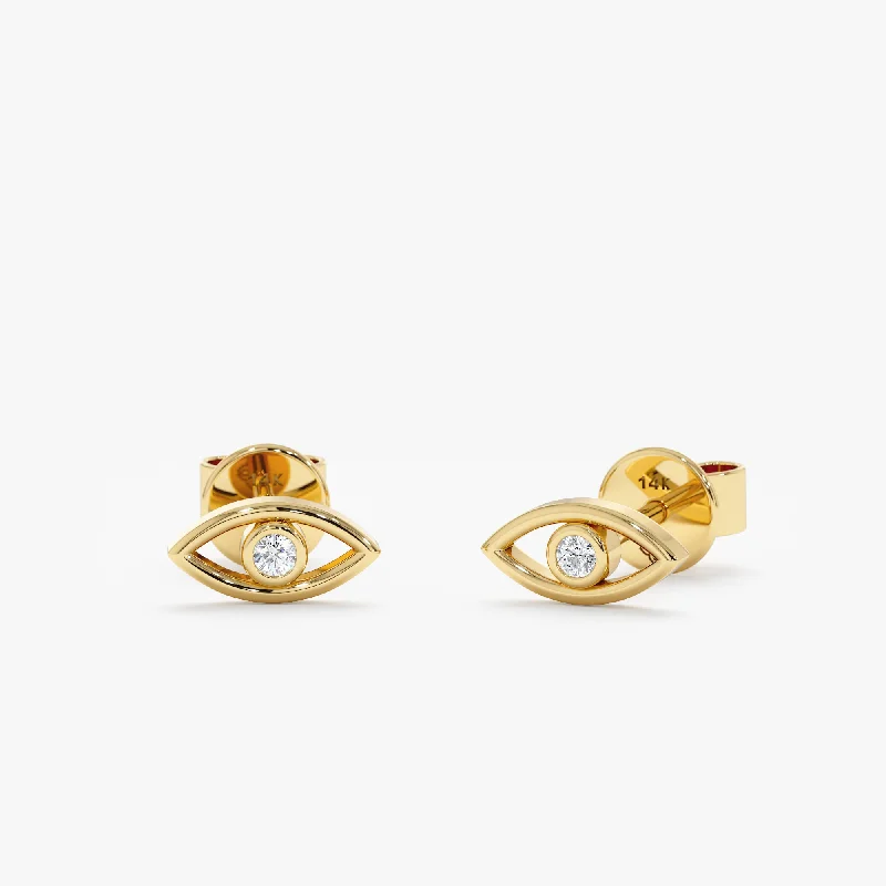 women’s huggie earrings -Evil Eye Diamond Studs, Elena