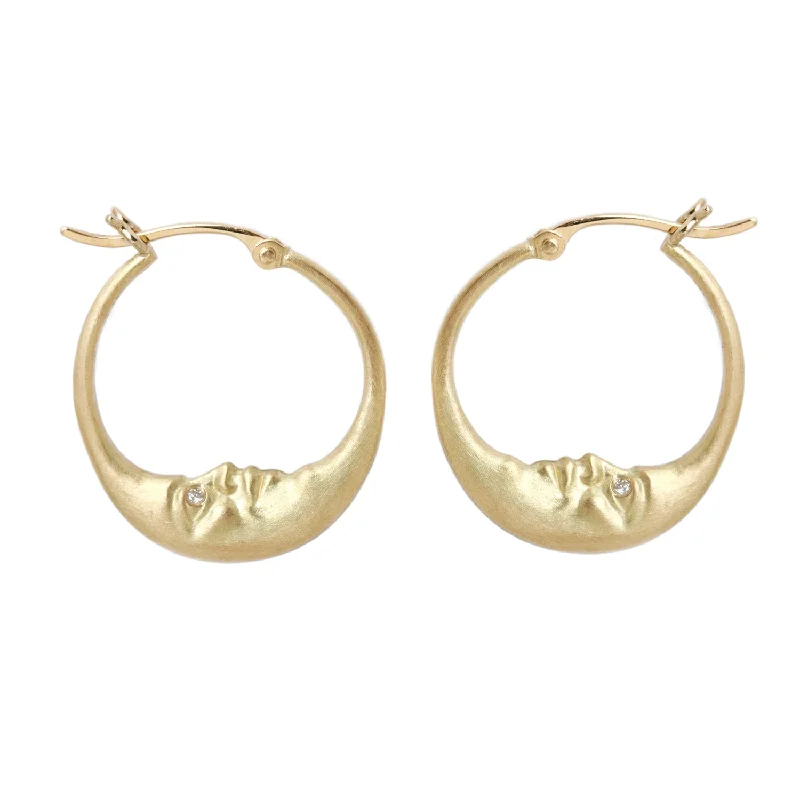 women’s beachy earrings -Small Crescent Moon Hoops