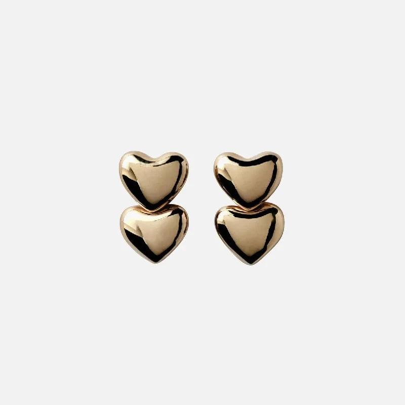 women’s textured earrings -Gold Plated Dual Voluptuous Earrings