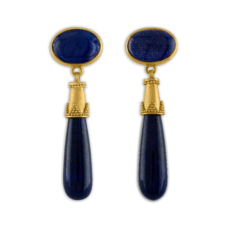 women’s diamond stud earrings -Lapis Granulated Amphora Earrings