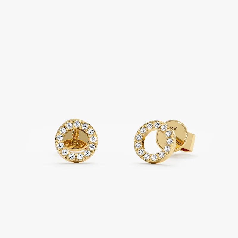 women’s textured earrings -Halo Disc Diamond Stud Earrings, Lola