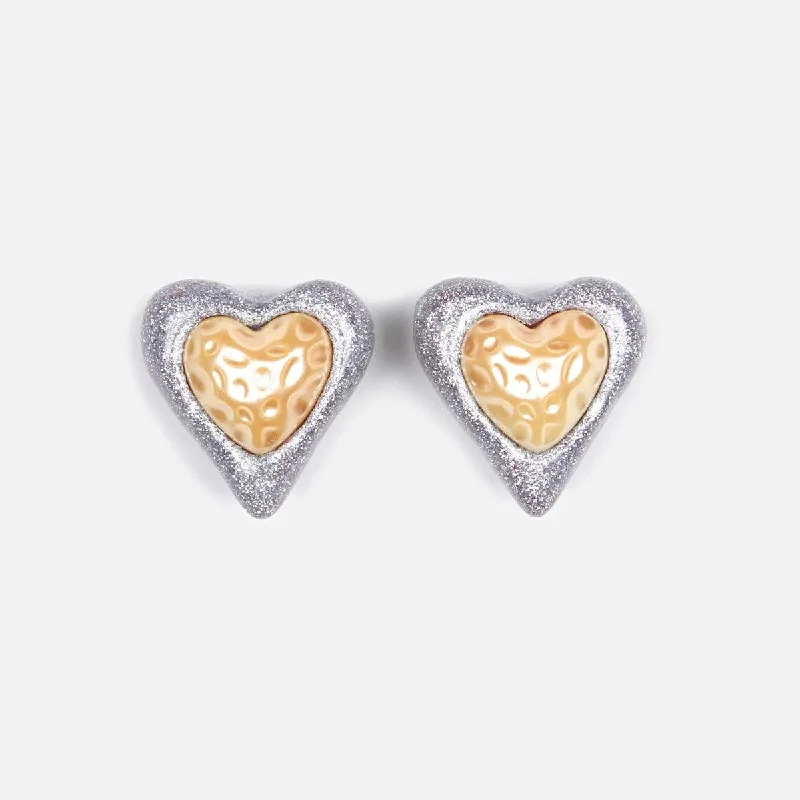 women’s dangly earrings -Heart Studs, Glitter