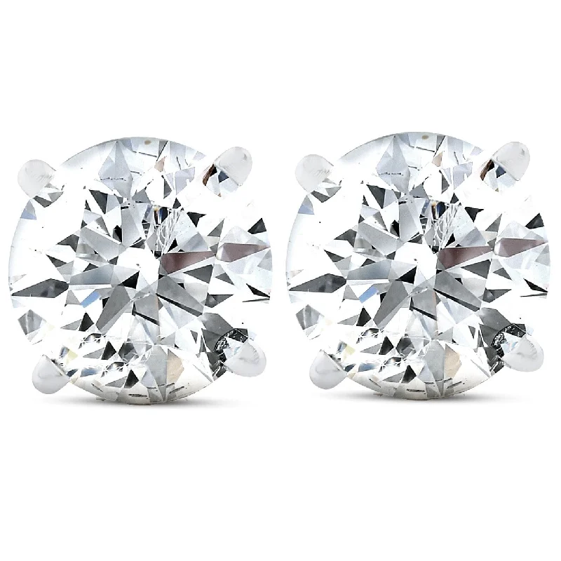 women’s stud earrings with crystals -IGI Certified 1 Ct Diamond Studs Screw Back Womens Earrings in 14K White Gold.