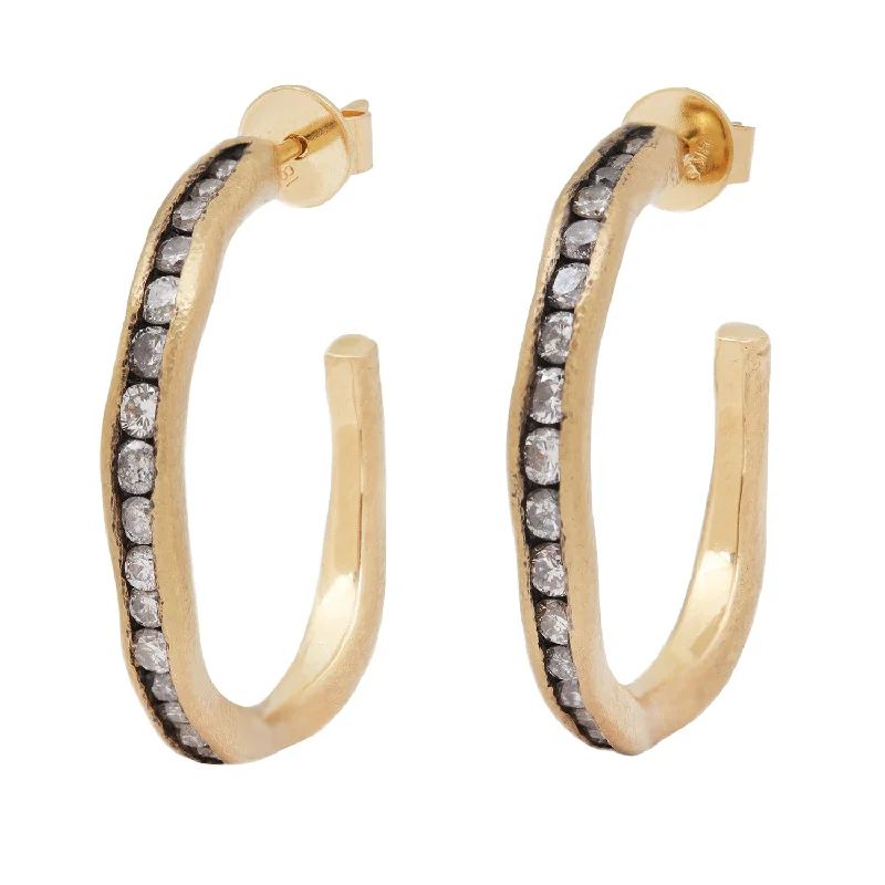 women’s modern stud earrings -Large Diamond Fissure Hoops