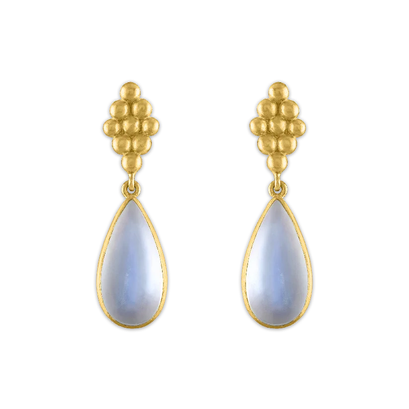 women’s pearl drop earrings -Large Rainbow Moonstone Nona Earrings