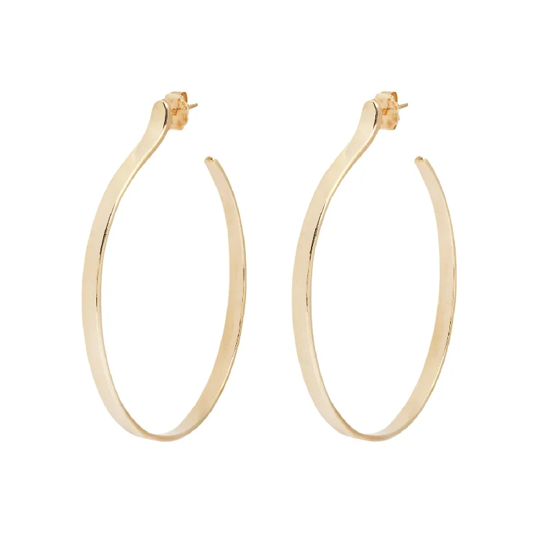 women’s ear jackets -Large Plain Gold Hoops