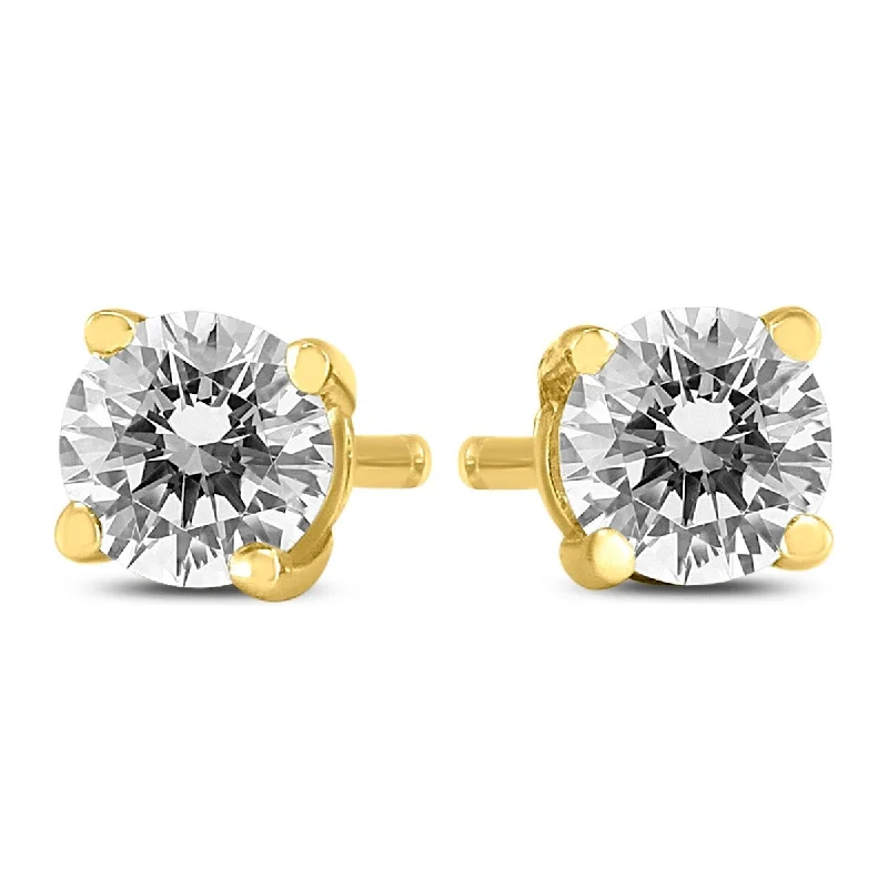 gold-tone earrings for women -Marquee 1/2 Carat TW Round Diamond Solitaire Stud Earrings In 14k Yellow Gold