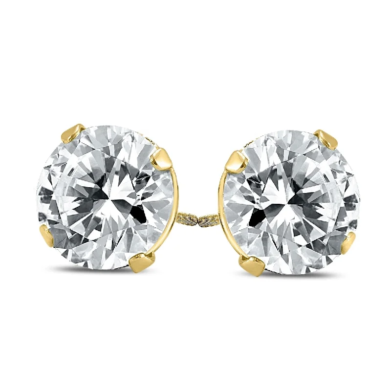 women’s sparkly earrings -Marquee 1/2 Carat TW (SI1-SI2 Clarity, J-K Color) Certified Round Diamond Solitaire Stud Earrings in 14K Yellow Gold