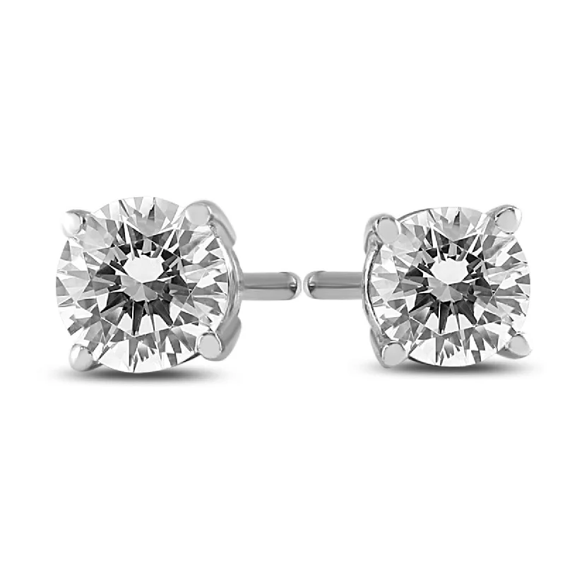 women's geometric earrings -Marquee 1/3 Carat TW Certified Round Diamond Solitaire Stud Earrings in 14K White Gold (I-J Color, SI1-SI2 Clarity)