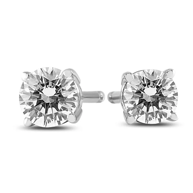 women’s huggie earrings -Marquee 1/4 Carat TW Round Diamond Solitaire Stud Earrings In 14k White Gold