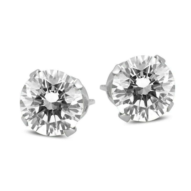 women’s circle earrings -Marquee 1 Carat TW Round Solitaire Diamond Stud Earrings in 14K White Gold