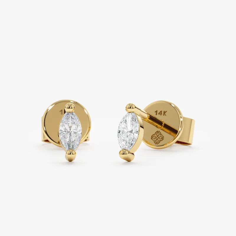 women’s stud earrings with pearls -Marquise Diamond Studs, Marcia