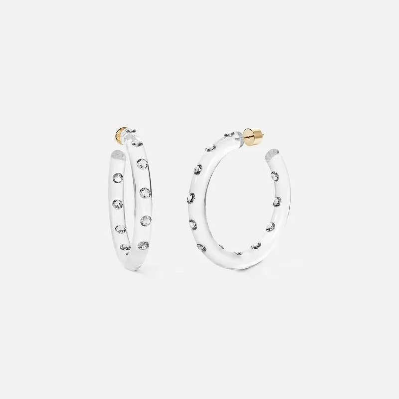 women’s minimal hoop earrings -Medium Lucid Hoops, Clear