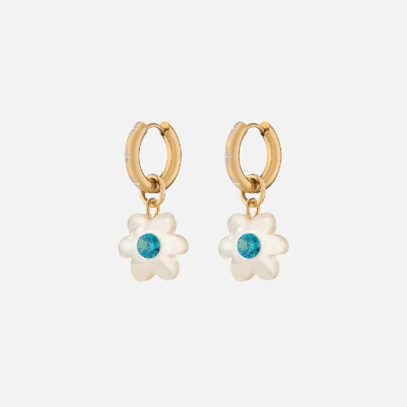 women’s diamond drop earrings -Mini Super Bloom Earrings, Blue