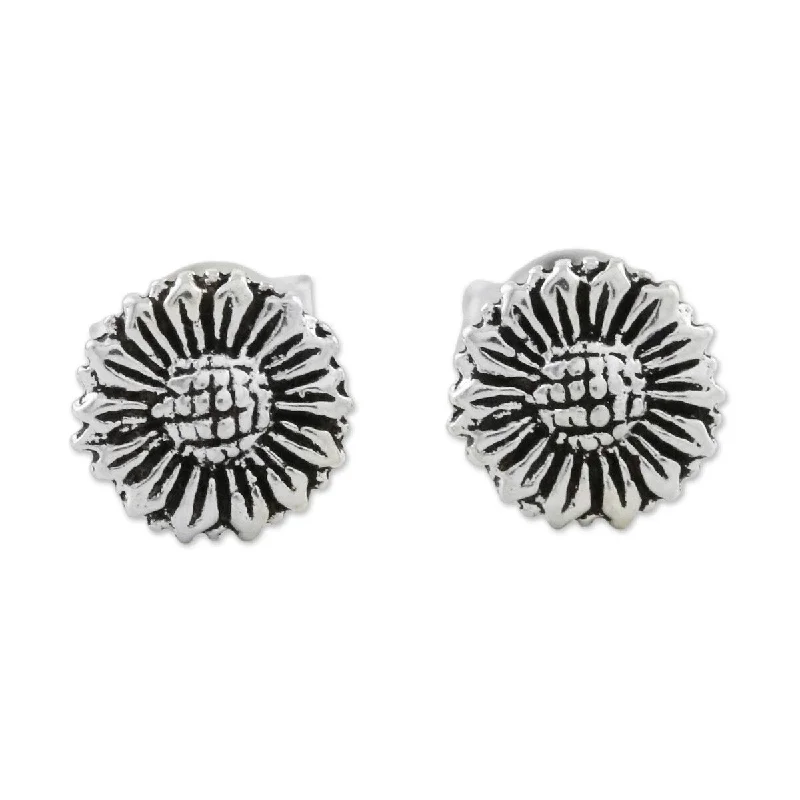 women’s zodiac earrings -NOVICA Cute Sunflowers, Sterling silver stud earrings - 0.3*0.3