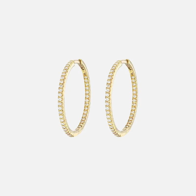 women’s chain earrings -One Inch Diamond Hoops Inside and Out