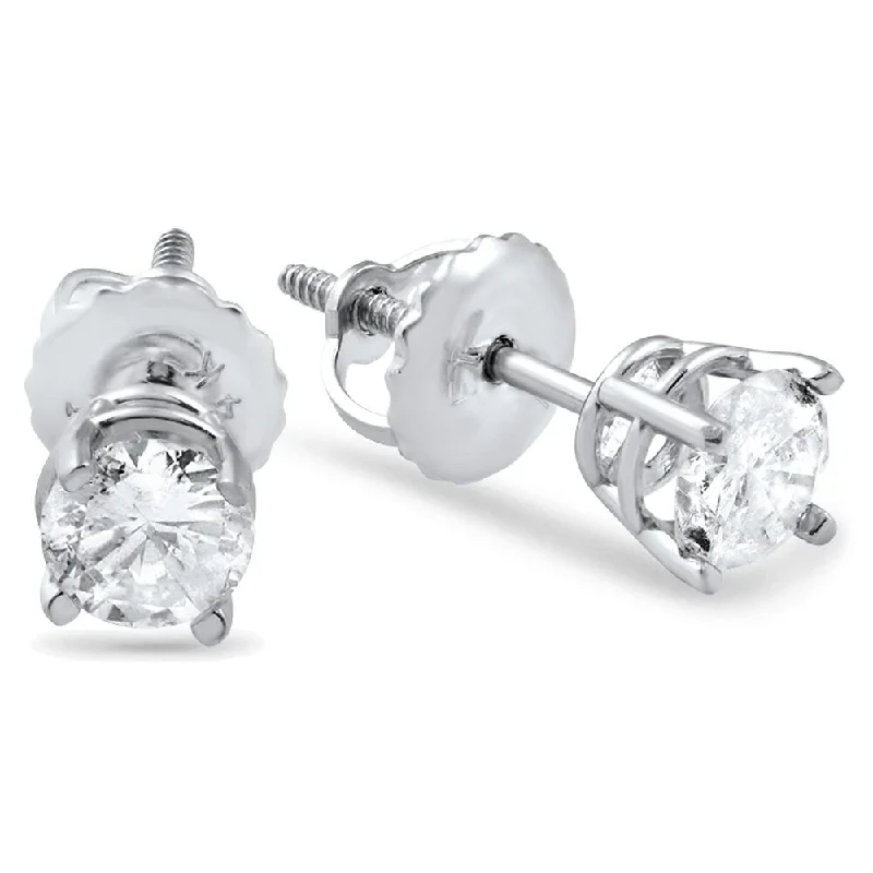 women’s diamond-shaped earrings -Pompeii3 14k White Gold 5/8ct TDW Screw Back Diamond Studs