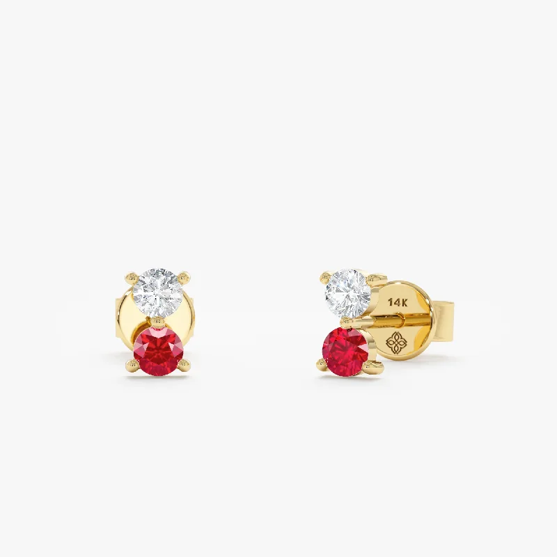 women’s infinity earrings -Ruby & Diamond Stud Earrings, Trisha