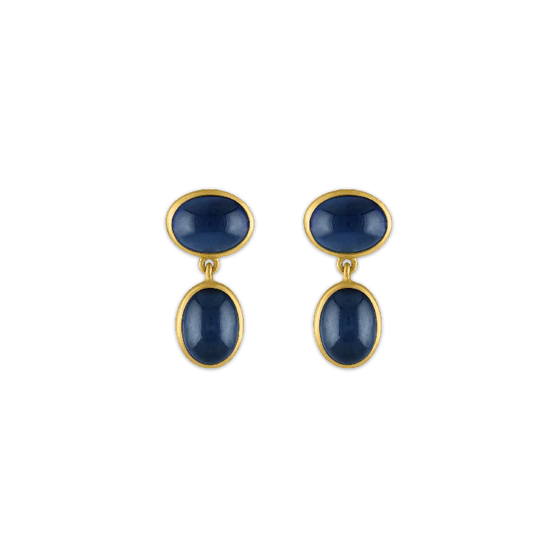 women’s minimal hoop earrings -Small Blue Sapphire Amphora Earrings