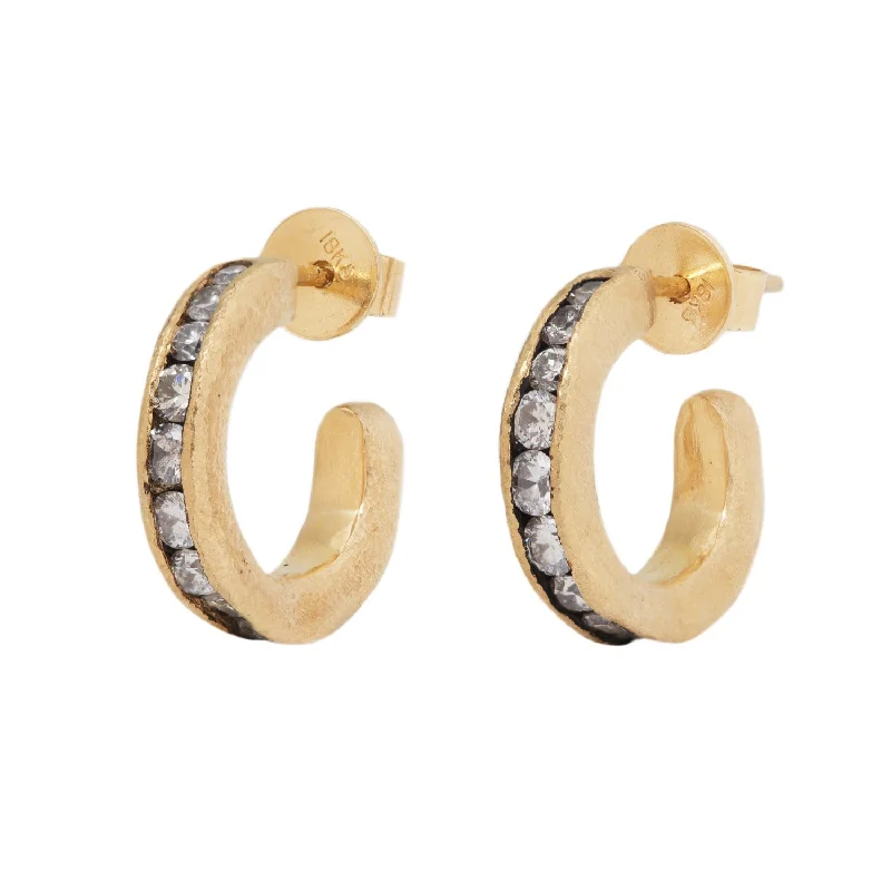 women’s moonstone earrings -Small Diamond Fissure Hoops