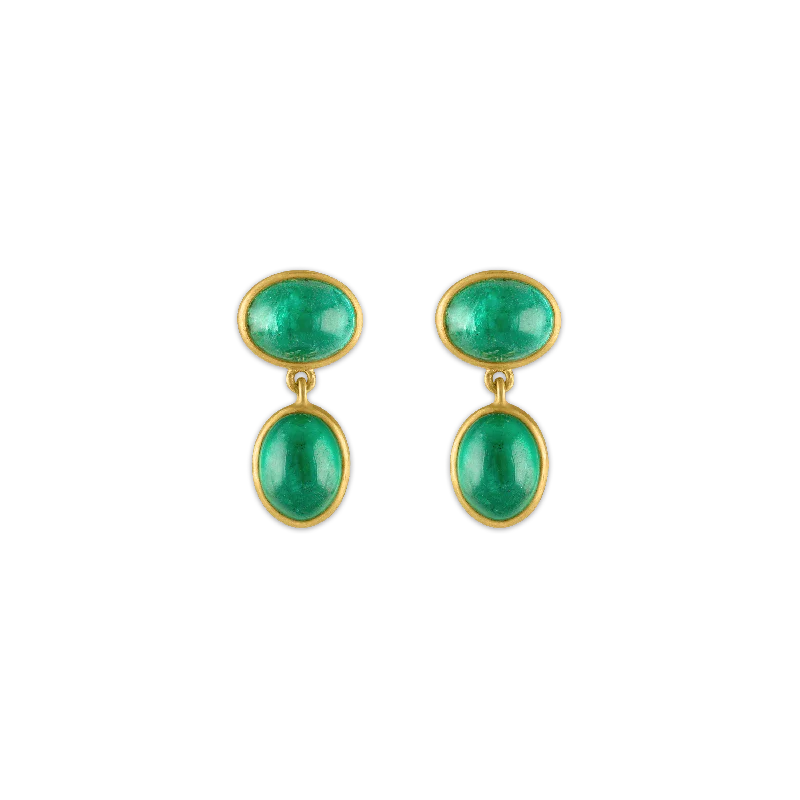 women’s jewel earrings -Small Emerald Amphora Earrings