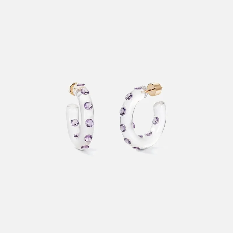 women’s dangly earrings -Small Lucid Hoops, Violet