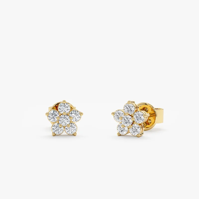 women’s colorful earrings -Diamond Flower Studs, Alondra