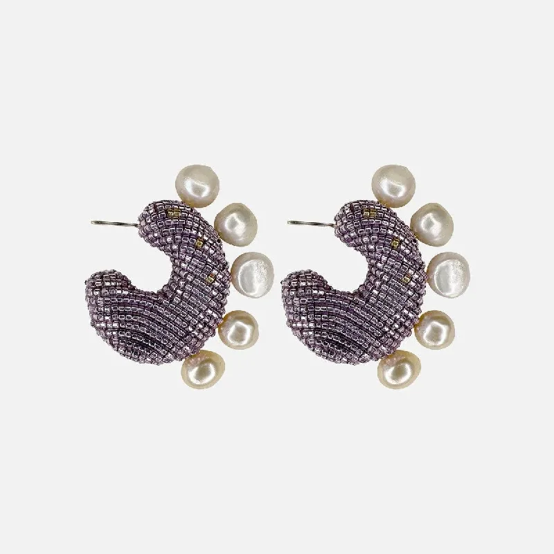 women’s animal-inspired earrings -Solito Pearled Earrings, Lilac