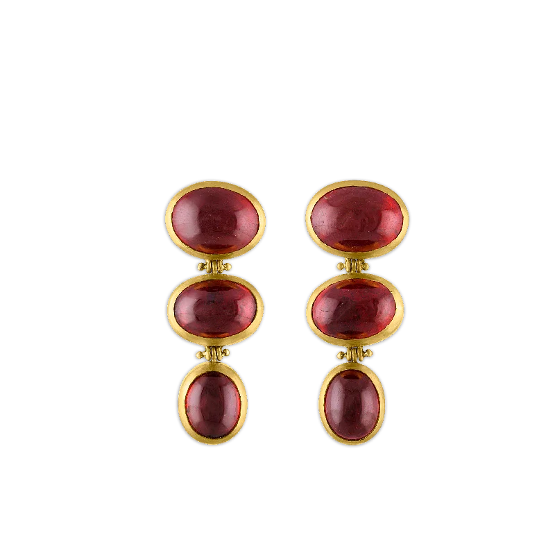 gold-tone earrings for women -Spessartite Garnet Trio Hinge Earrings