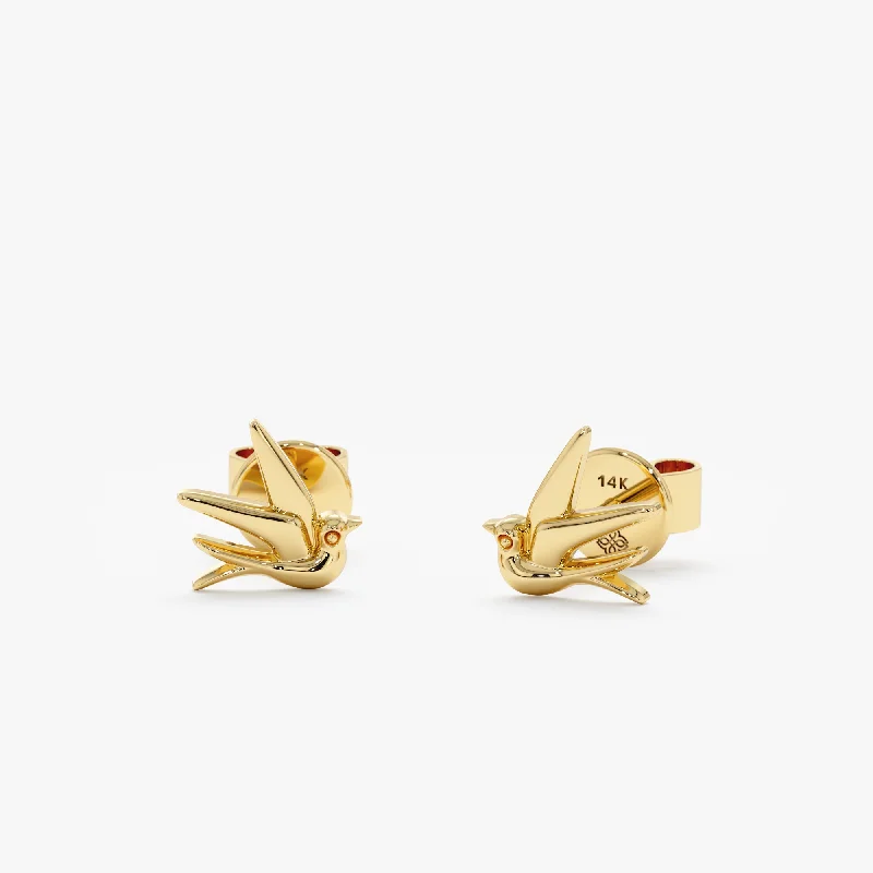 delicate earrings for women -Swallow Bird Stud Earrings, Leslie