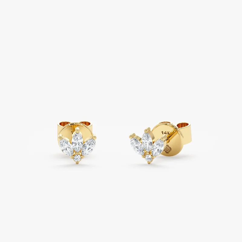 women’s chunky earrings -Triple Marquise Diamond Studs, Lexi