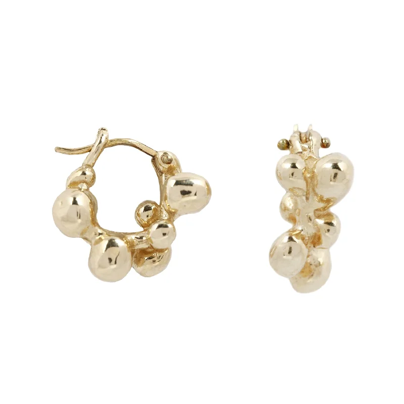 women’s vintage-inspired earrings -Gold Molten Cluster Hoops