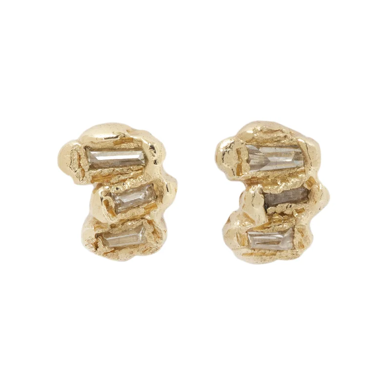 women’s glam earrings -X Lemon Baguette Diamond Scatter Studs