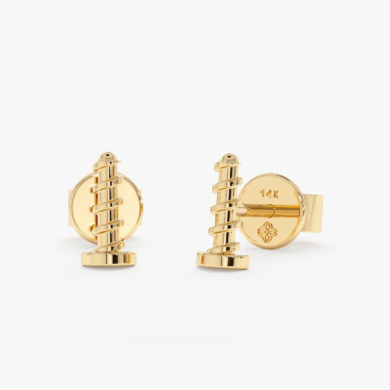 women’s clip-on earrings -Solid Gold Mini Screw Studs, Zahira