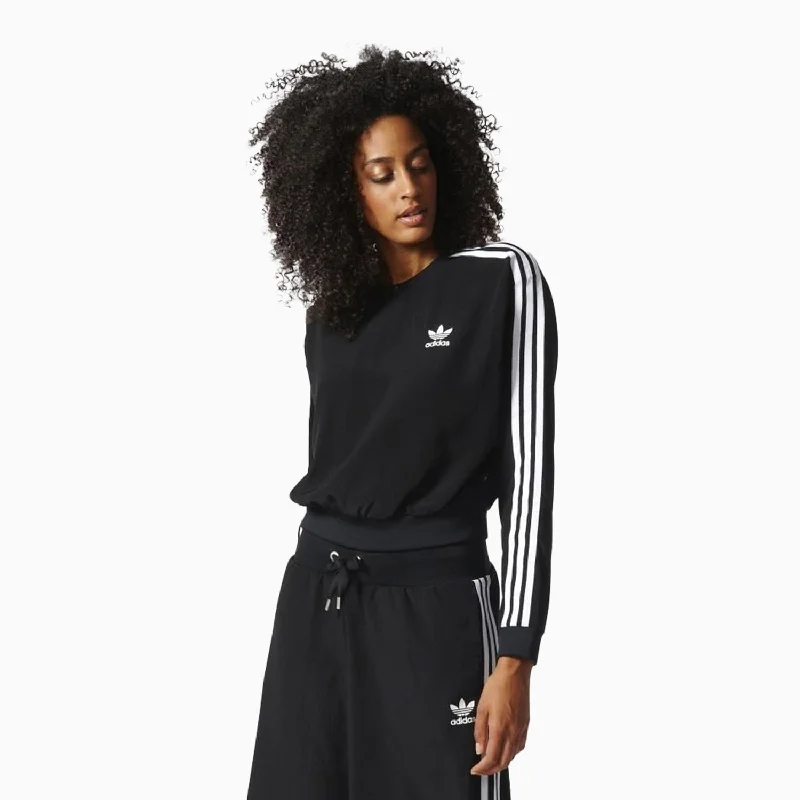 fitted crop tops for women -Women's 3-Stripes Cropped Sweatshirt