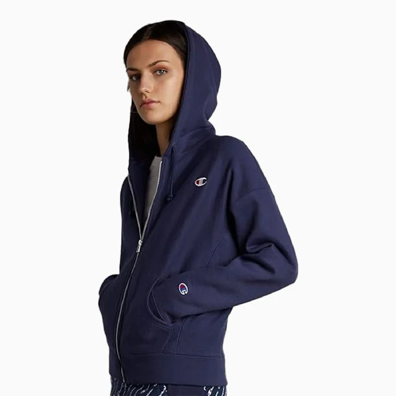 women's jacquard tops -Women's Reverse Weave Full Zip Hoodie