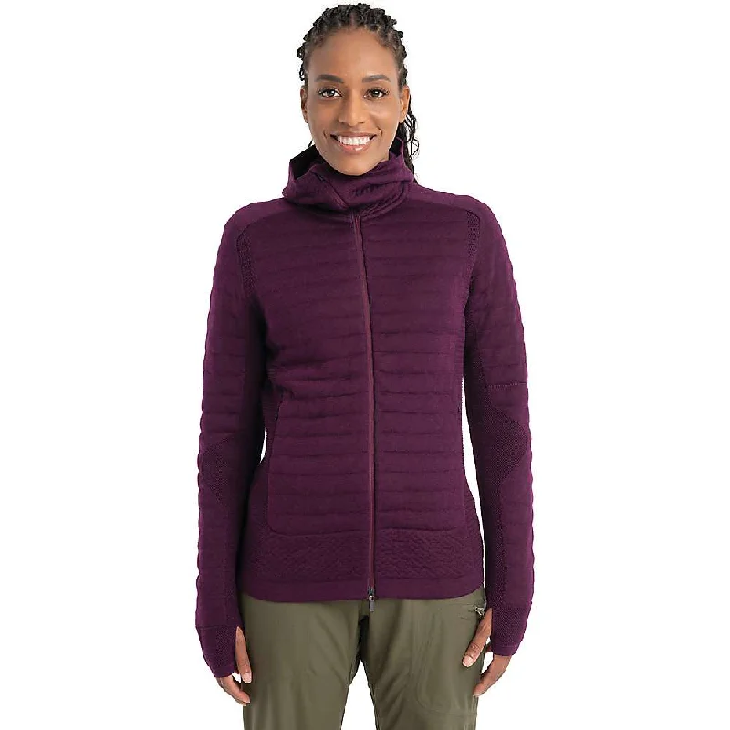 smocked tops for women -Icebreaker Women's Merino ZoneKnit Explore LS Zip Hoodie