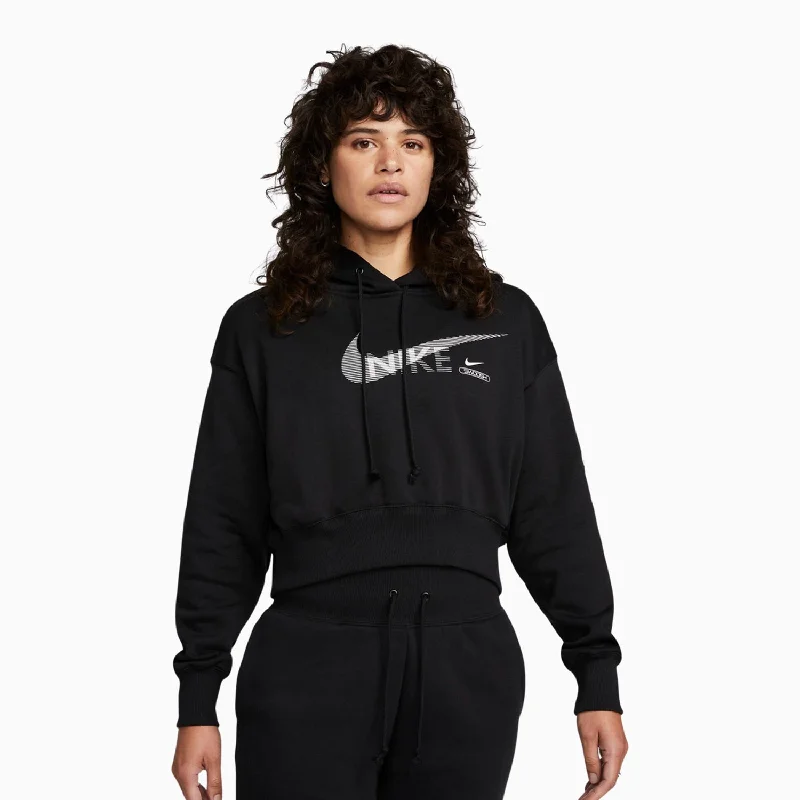 retro-style tops for women -Women's Nike Sportswear Swoosh Fleece Pull Over Hoodie